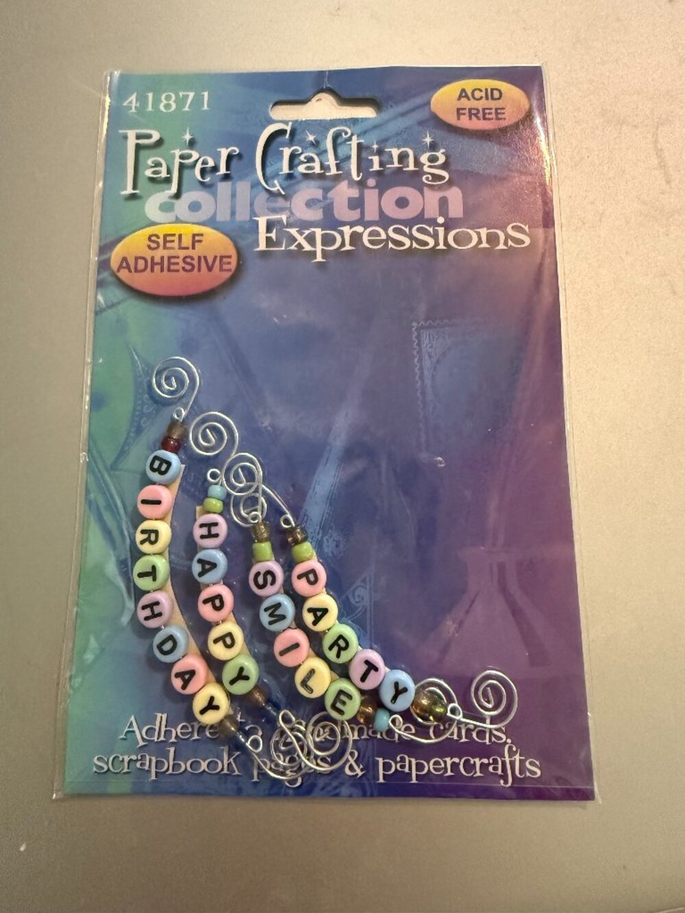 Paper Crafting collection Expressions Embellishments: Party, Smile, Happy.(131)